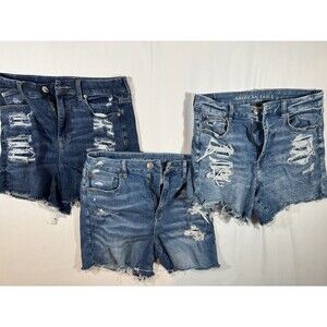 American Eagle Shorts Lot Of 3 Size 6 Curvy Hi Rise Shortie Jean Shorts Stretch